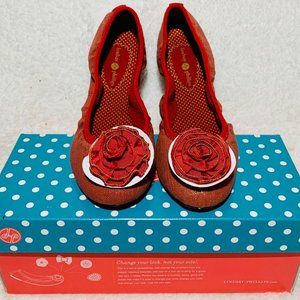 LINDSAY PHILLIPS SHOES WOMENS SIZE RED CANVAS LIZ